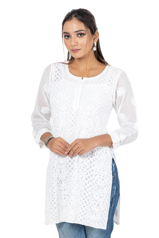 Fabnuma Handcrafted Chikankari Georgette Kurti - Fabnuma