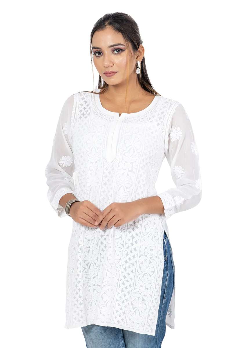 Fabnuma Handcrafted Chikankari Georgette Kurti - Fabnuma