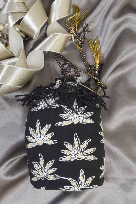 Fabnuma Handcrafted Black Georgette Chikankari Potlis - Fabnuma
