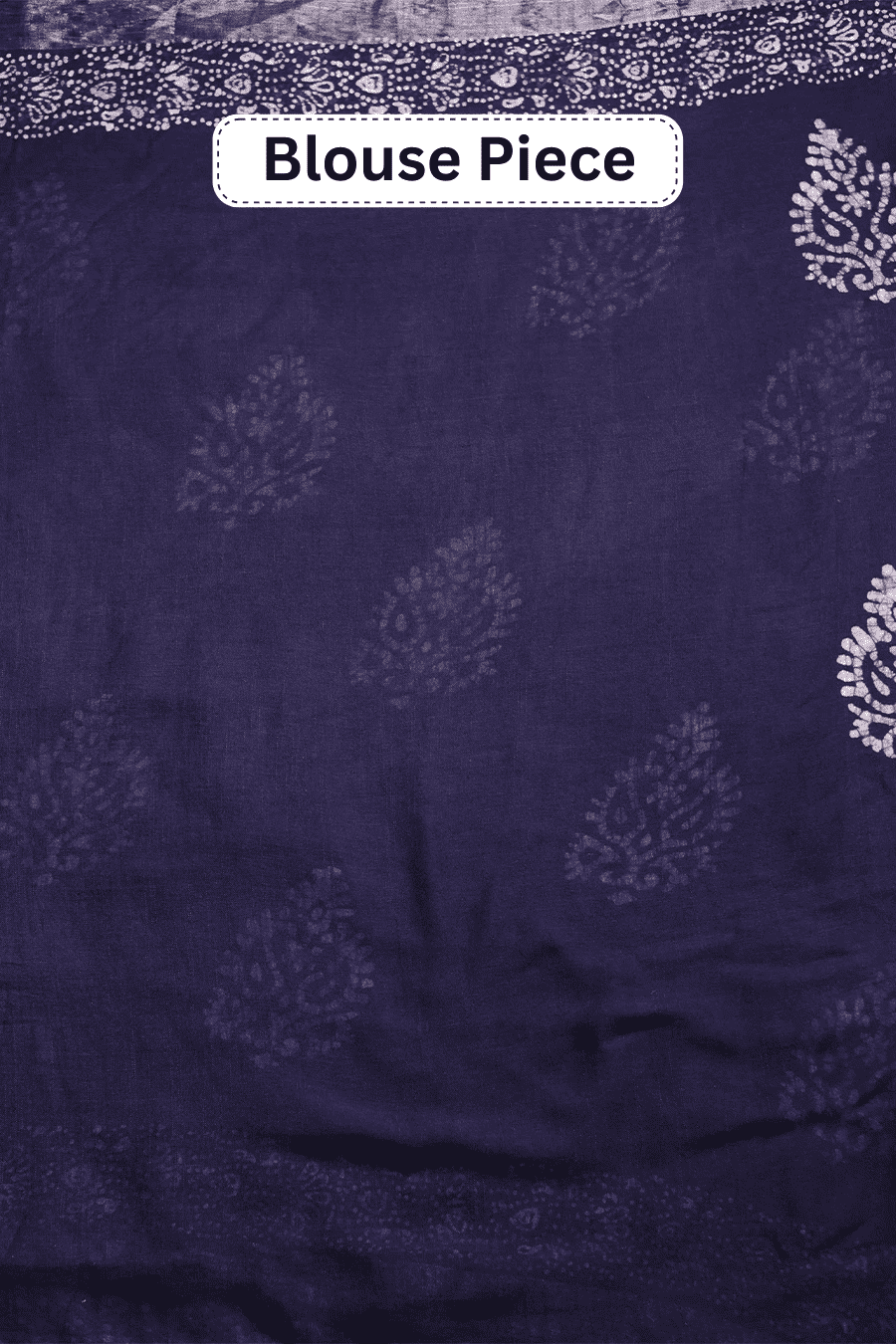 Priyadarshini Loom – Navy Blue Hand Block Printed Linen Cotton Saree MeMaana