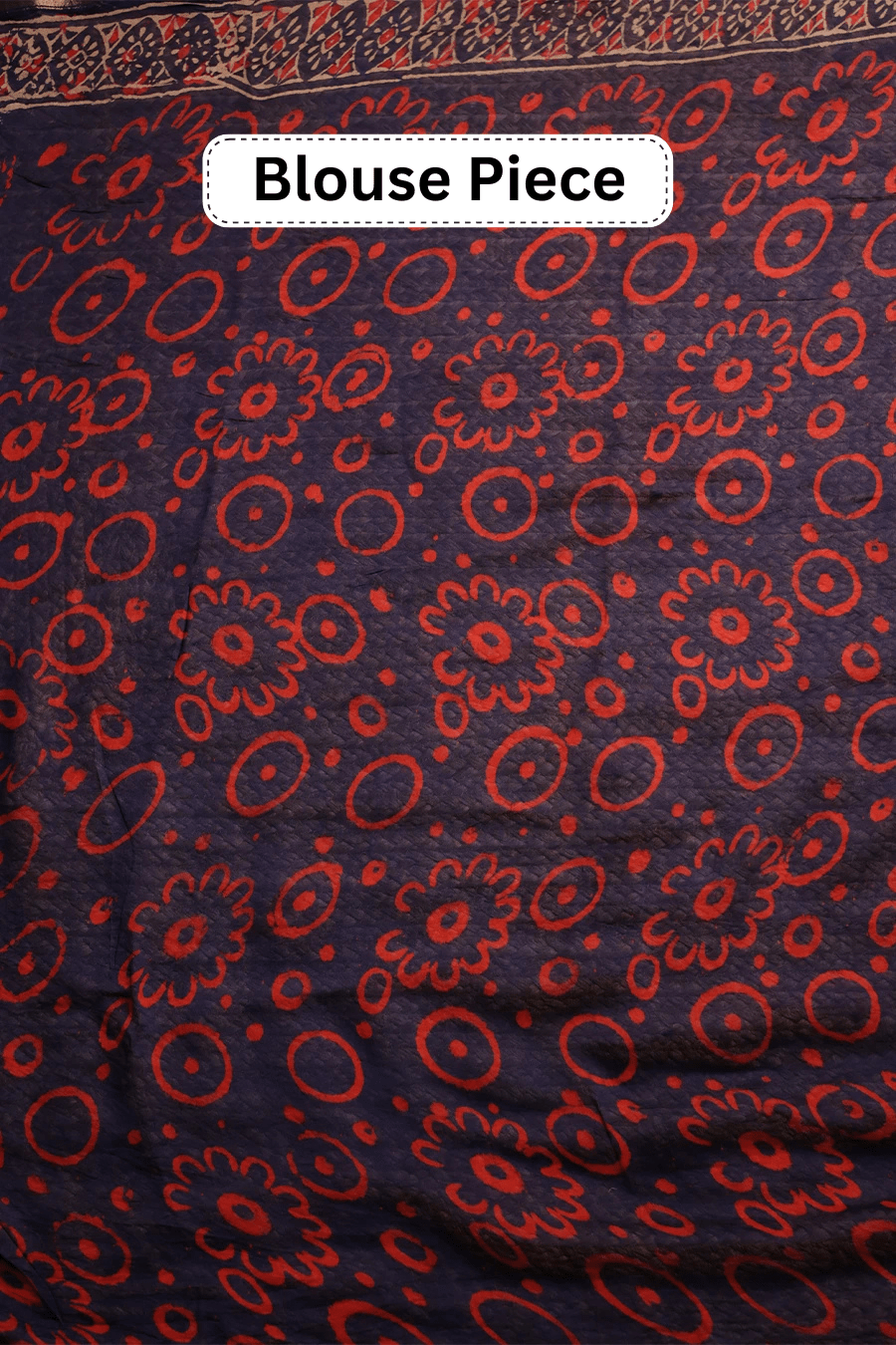 Luxe Loom - Navy Blue Hand Block Printed Chanderi Silk Saree MeMaana