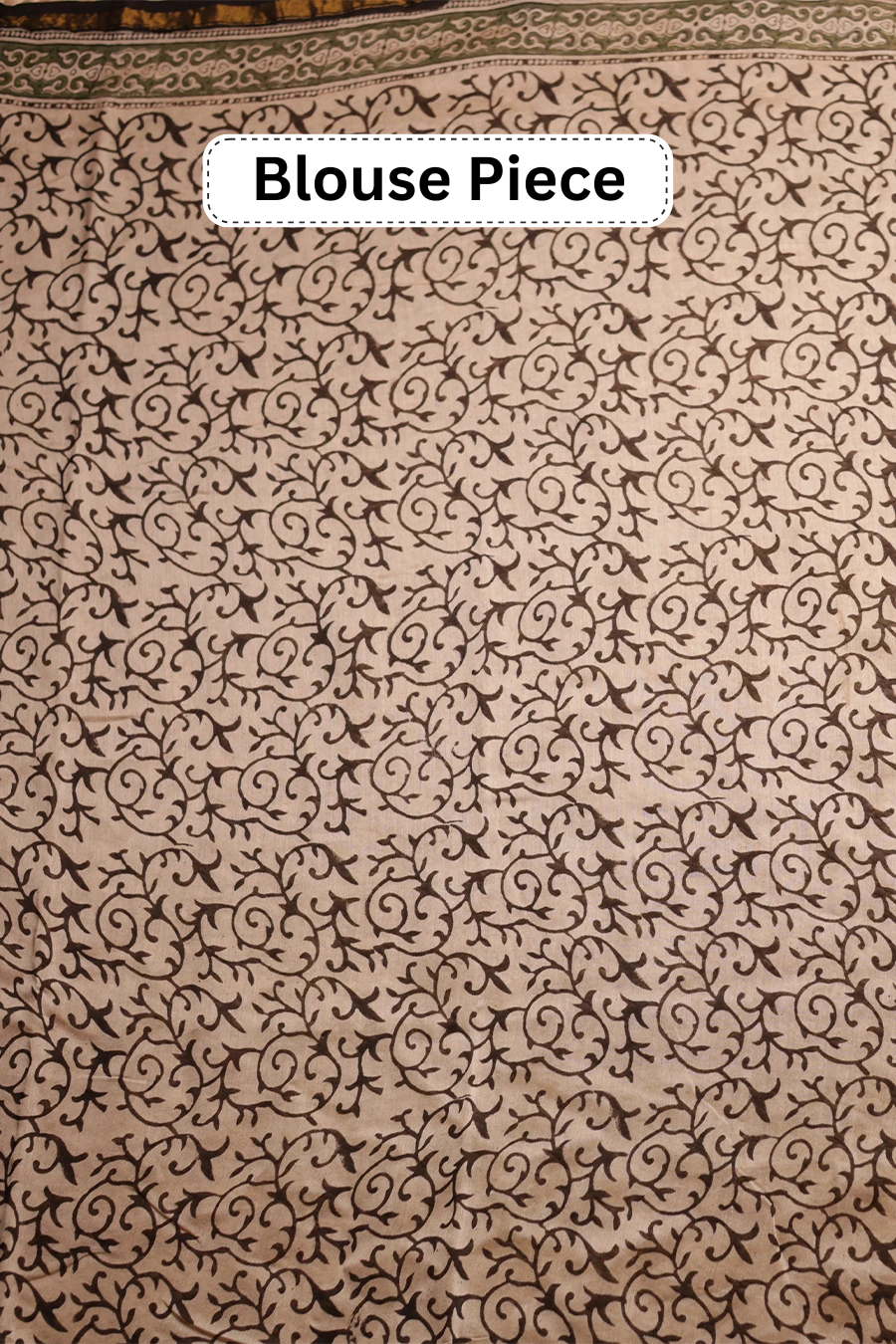 Blush Breeze - Cream Black Hand Block Printed Chanderi Silk Saree MeMaana