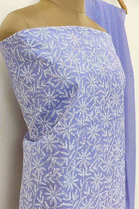 Fabnuma Handcrafted Lavender Kota Cotton Chikankari Kurta Dupatta Set - Fabnuma