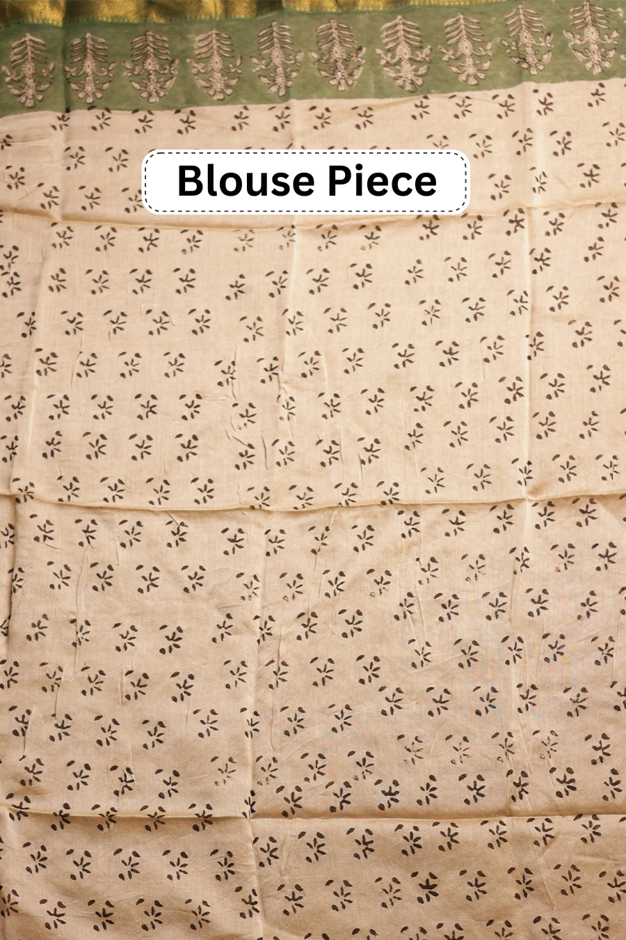 Madhur Saaz – Cream Block Printed Maheshwari Silk Saree with Elephant Pattern MeMaana
