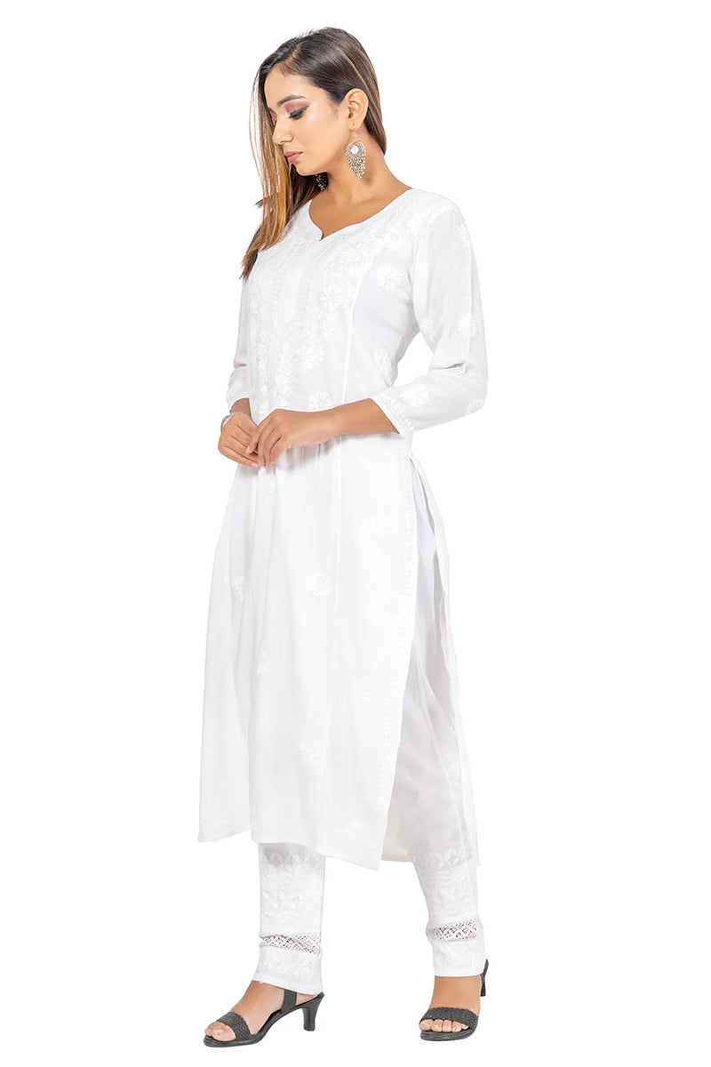 Fabnuma Handcrafted  Chikankari Rayon Cotton Kurti - Fabnuma