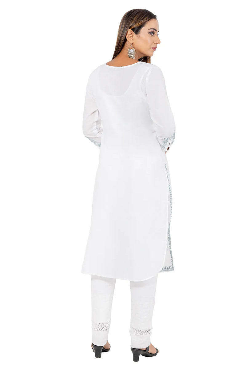 Fabnuma Handcrafted  Chikankari White Cotton Kurti - Fabnuma