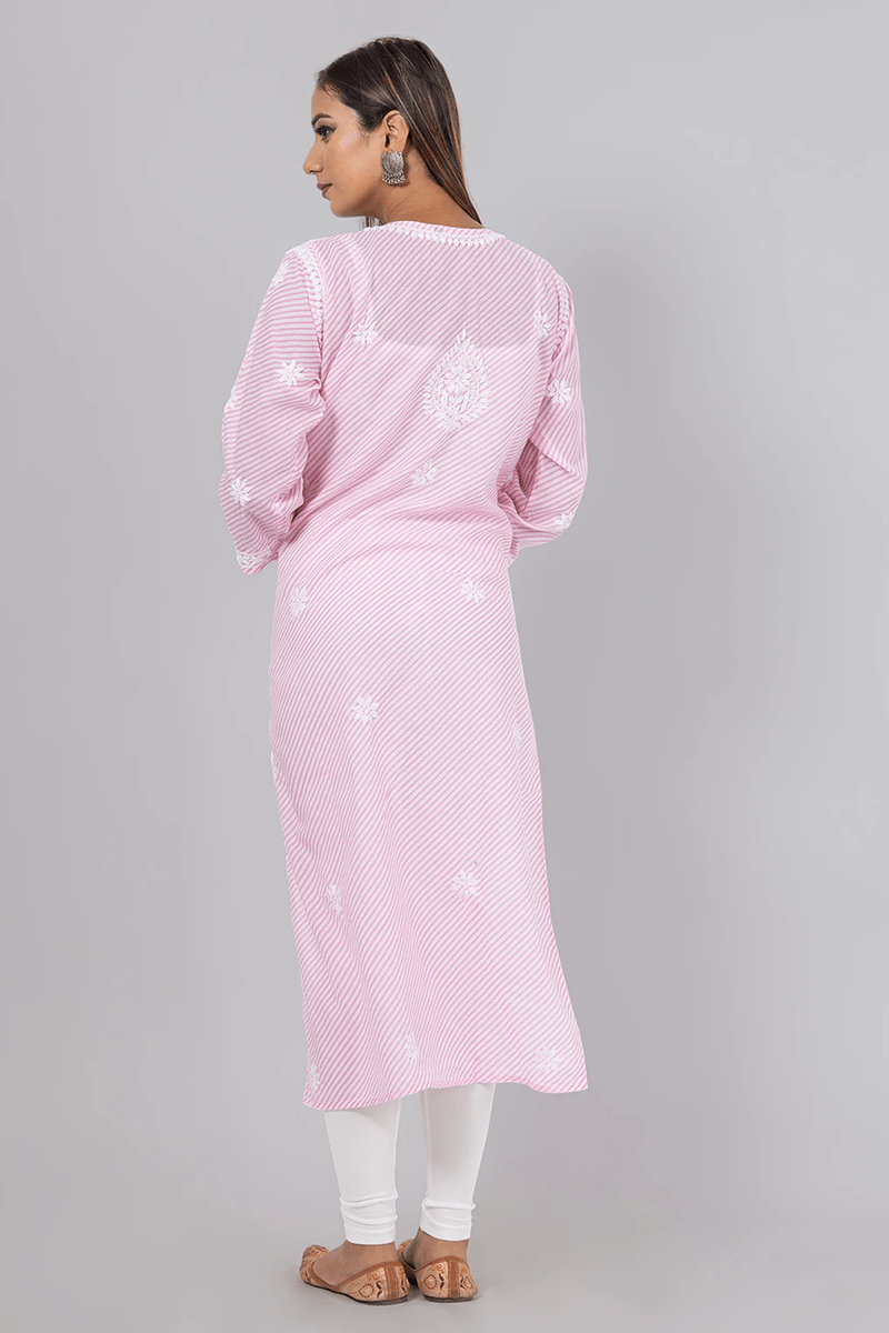 Fabnuma Handcrafted Chikankari Baby Pink Cotton Kurti - Fabnuma