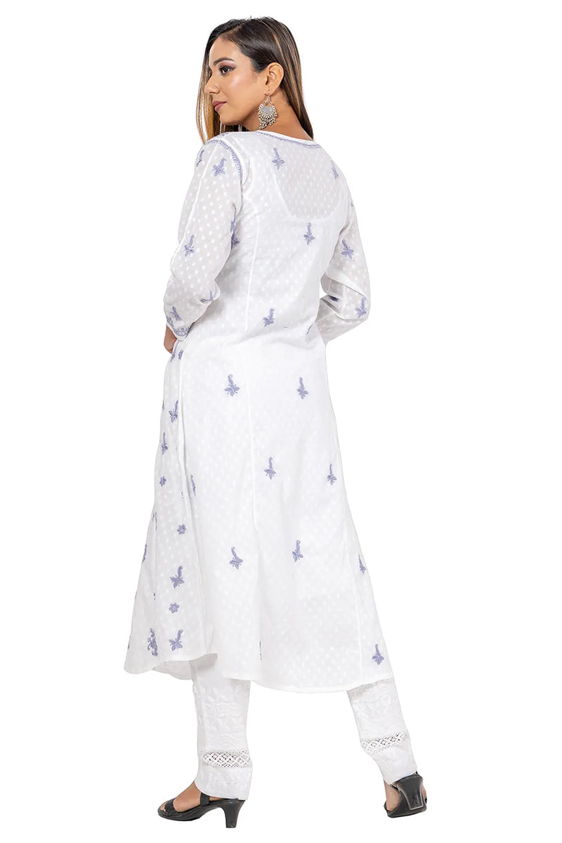 Fabnuma Handcrafted  Chikankari White Cotton Kurti - Fabnuma