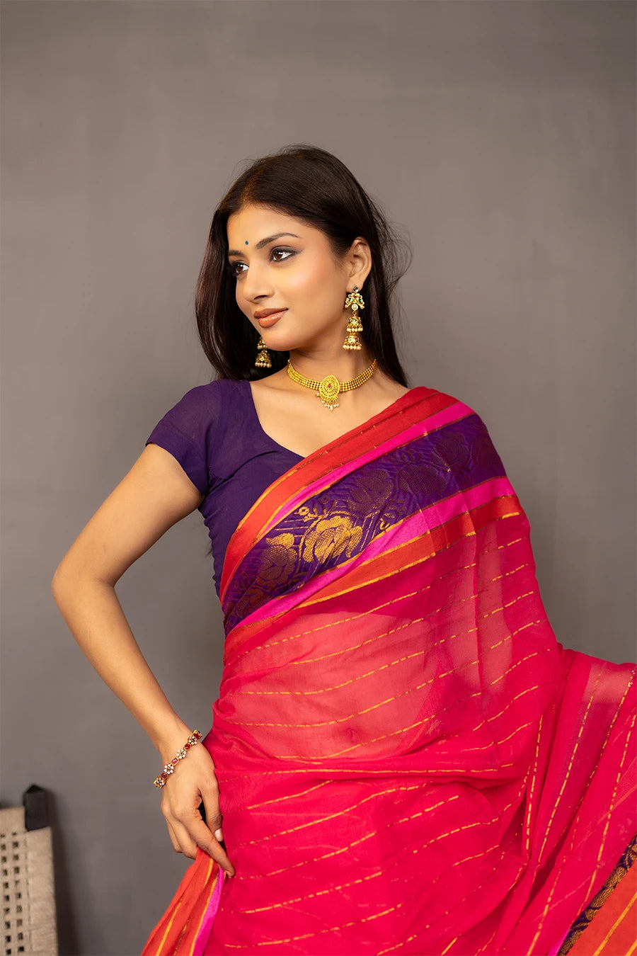 Mulmul Cotton Saree with Tassels MeMaana