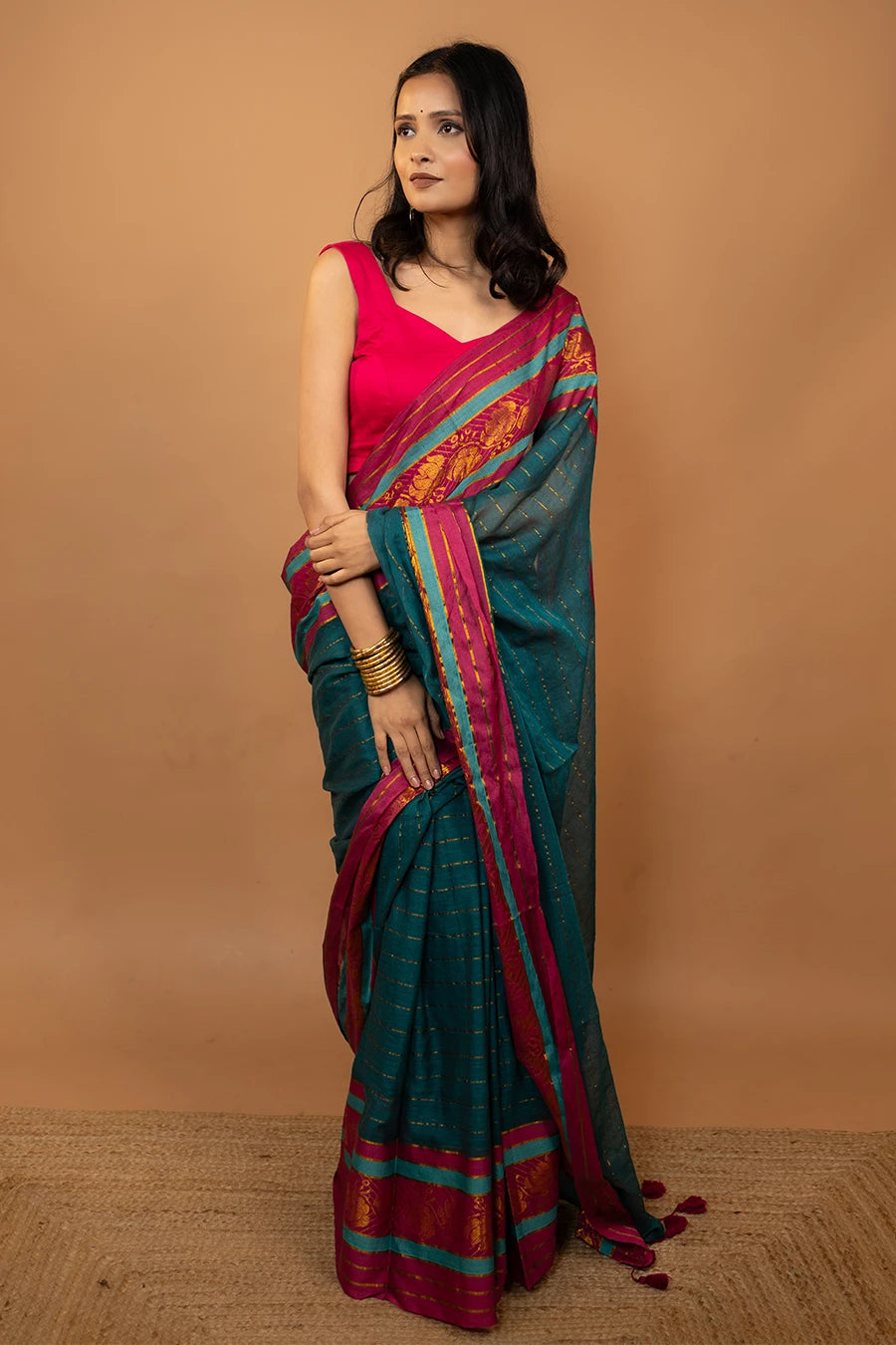 Pure mulmul cotton saree with tassels