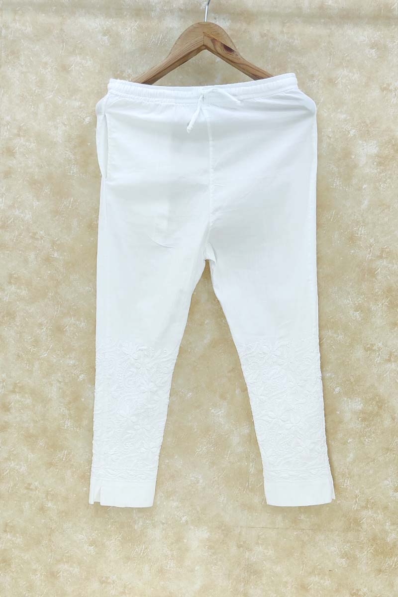 Fabnuma Handcrafted White Chikankari Pant - Fabnuma