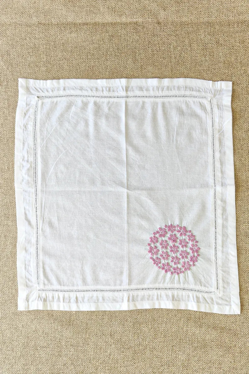 Fabnuma Handcrafted White Chikankari Cotton Face Napkins - Fabnuma