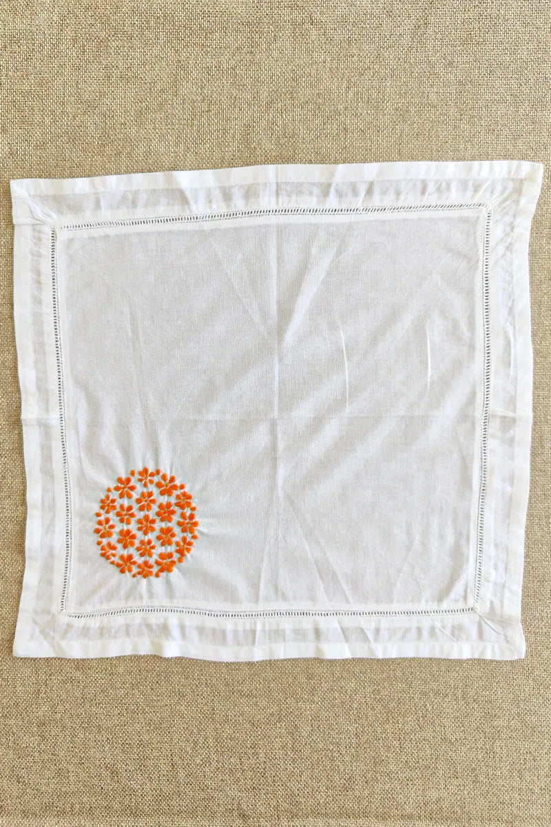 Fabnuma Handcrafted White Chikankari Cotton Face Napkins - Fabnuma