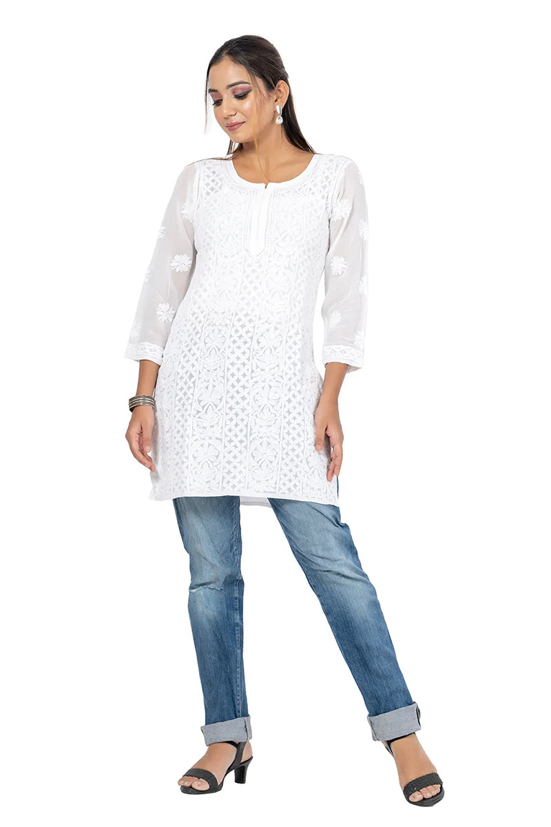 Fabnuma Handcrafted  Chikankari Georgette Kurti - Fabnuma
