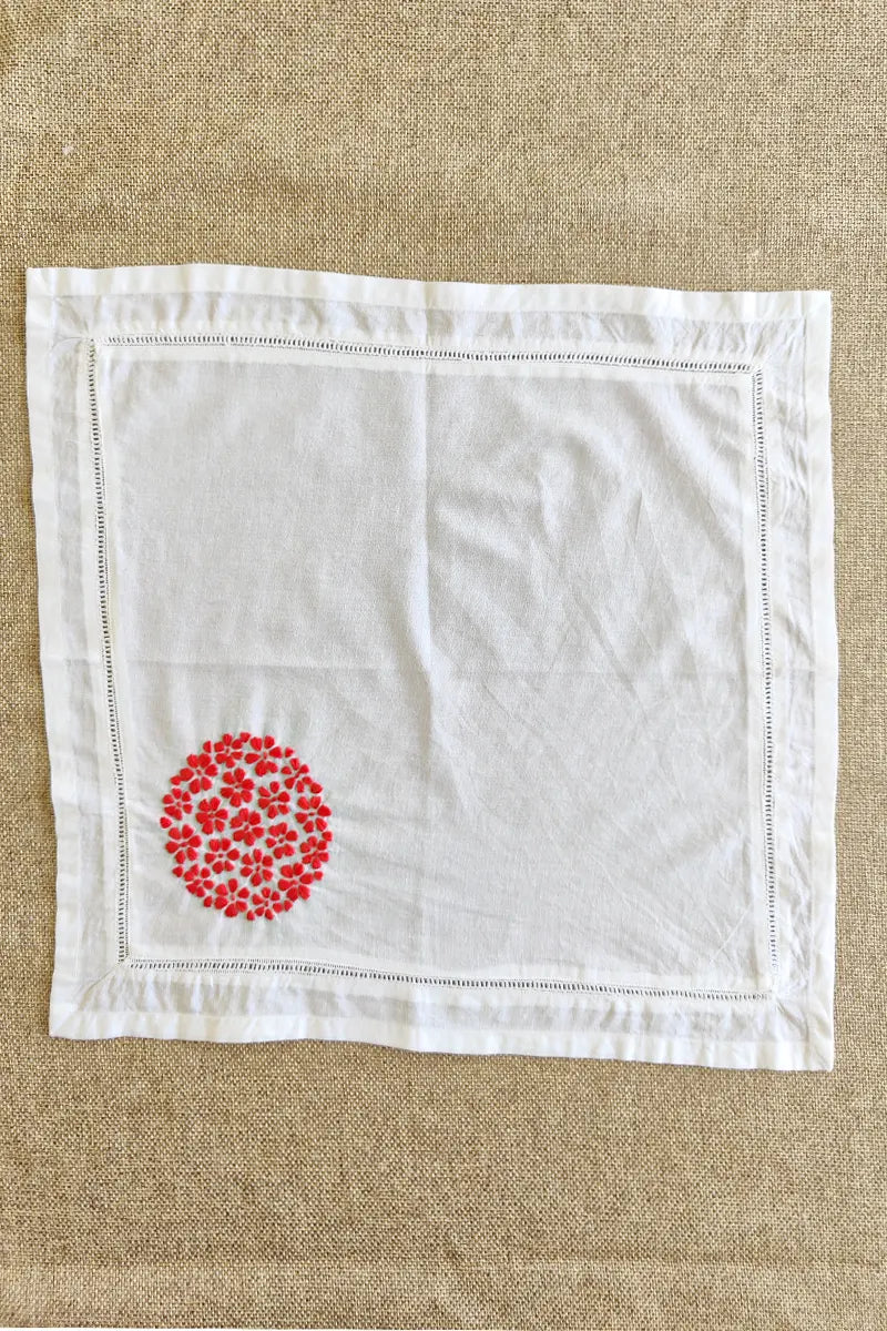 Fabnuma Handcrafted White Chikankari Cotton Face Napkins - Fabnuma