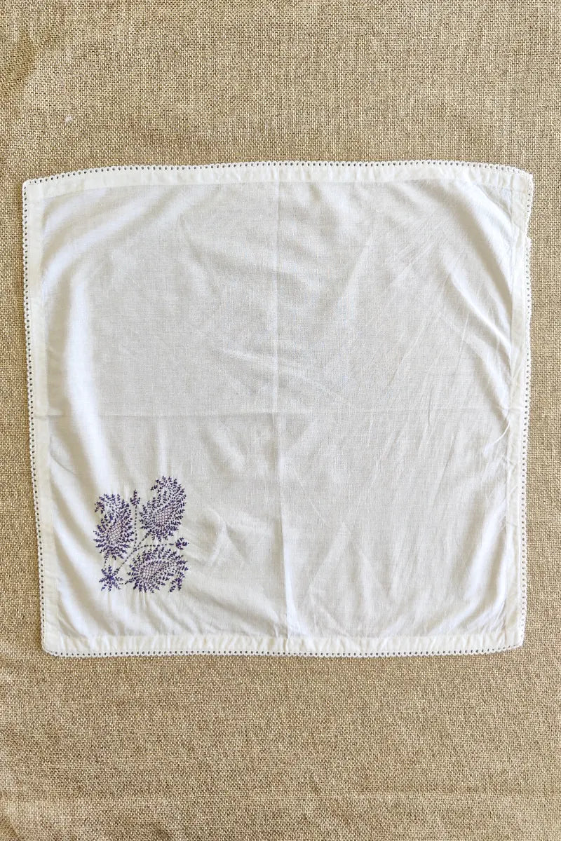 Fabnuma Handcrafted White Chikankari Cotton Face Napkins - Fabnuma