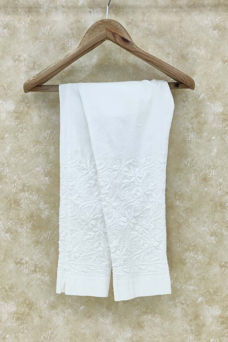 Fabnuma Handcrafted White Chikankari Pant - Fabnuma