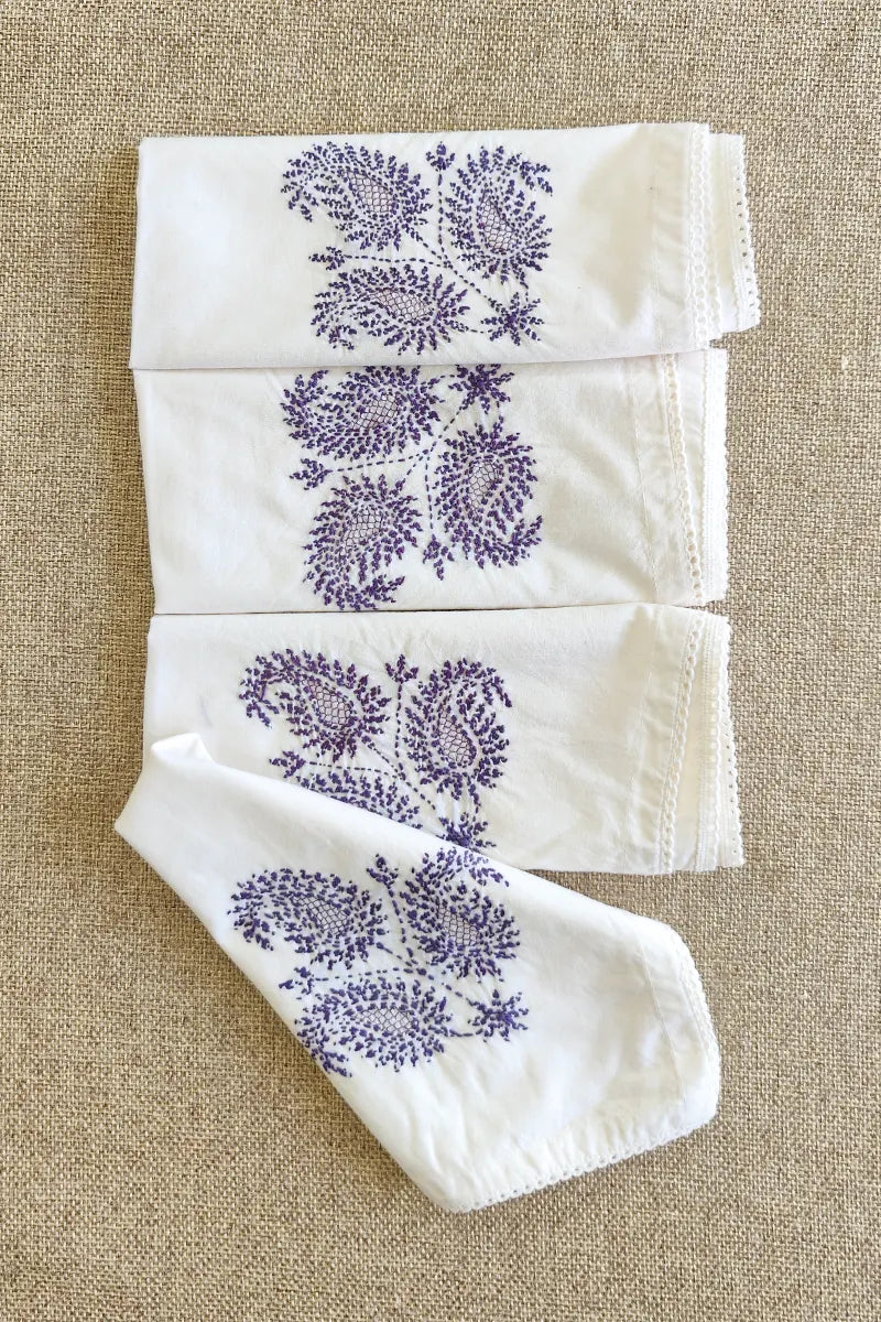 Fabnuma Handcrafted White Chikankari Cotton Face Napkins - Fabnuma