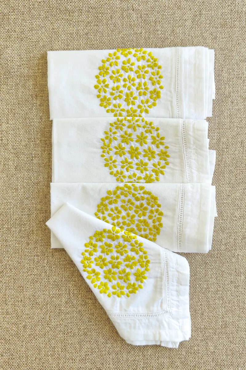 Fabnuma Handcrafted White Chikankari Cotton Face Napkins - Fabnuma