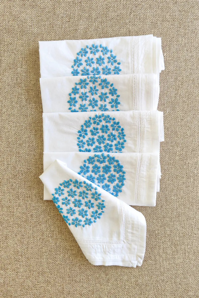 Fabnuma Handcrafted White Chikankari Cotton Face Napkins - Fabnuma