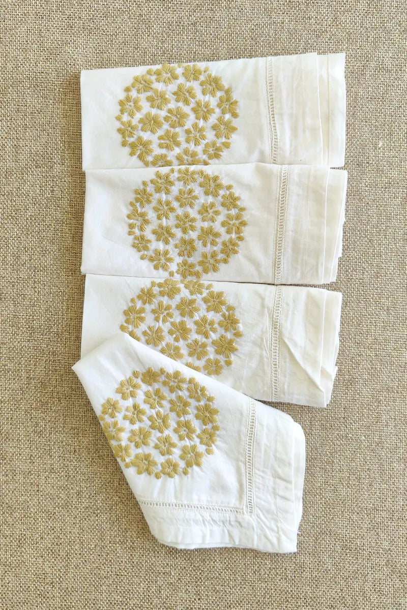 Fabnuma Handcrafted White Chikankari Cotton Face Napkins - Fabnuma