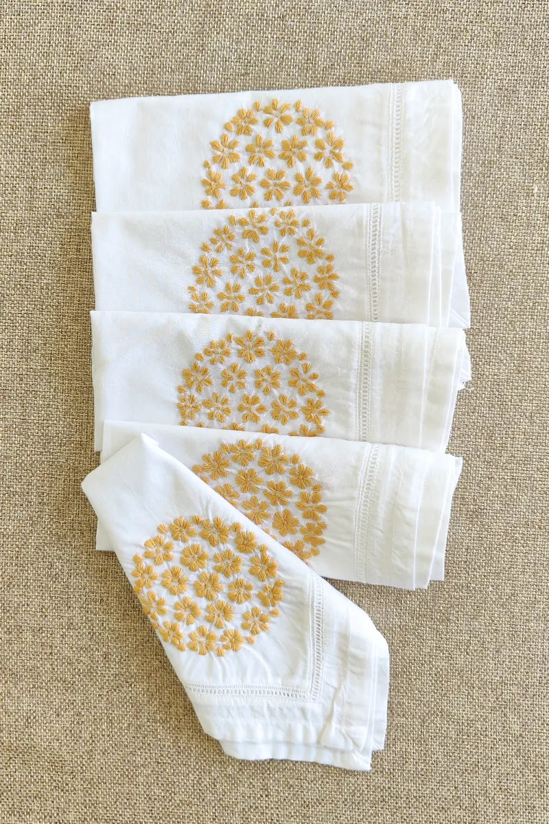 Fabnuma Handcrafted White Chikankari Cotton Face Napkins - Fabnuma
