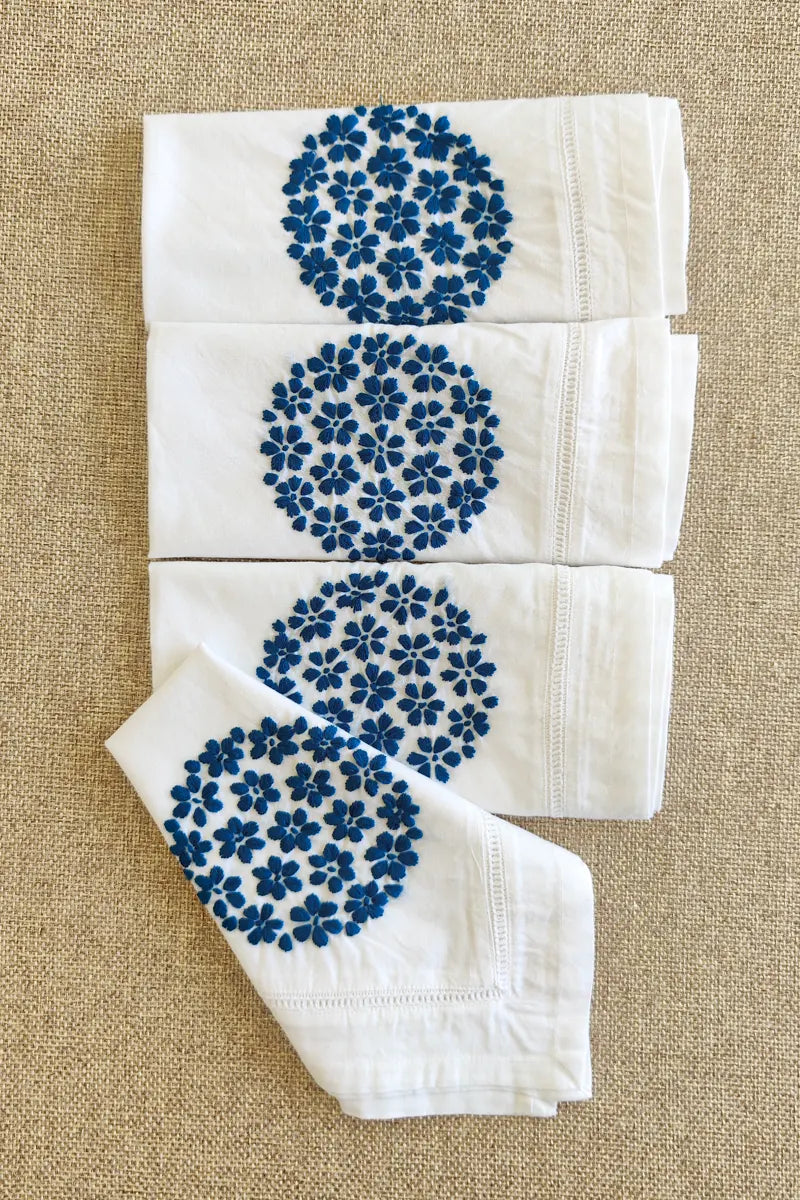 Fabnuma Handcrafted White Chikankari Cotton Face Napkins - Fabnuma