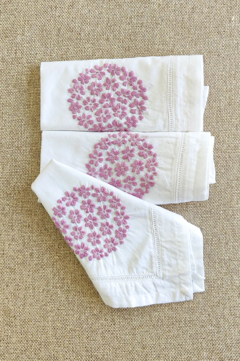 Fabnuma Handcrafted White Chikankari Cotton Face Napkins - Fabnuma