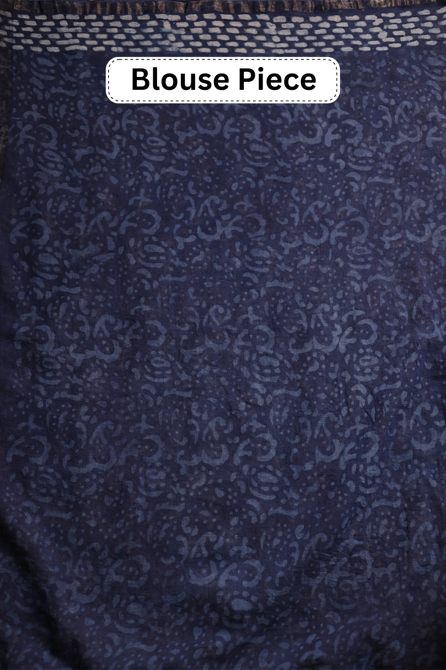 Bare Bloom - Indigo Blue Hand Block Printed Chanderi Silk Saree MeMaana