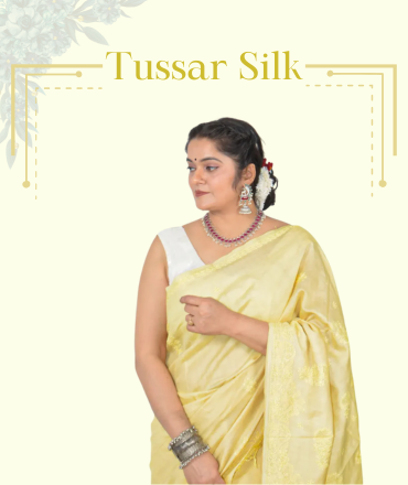 Fabnuma Handcrafted Bronze Tussar Silk Zari Border Chikankari Saree-Blouse Fabnuma