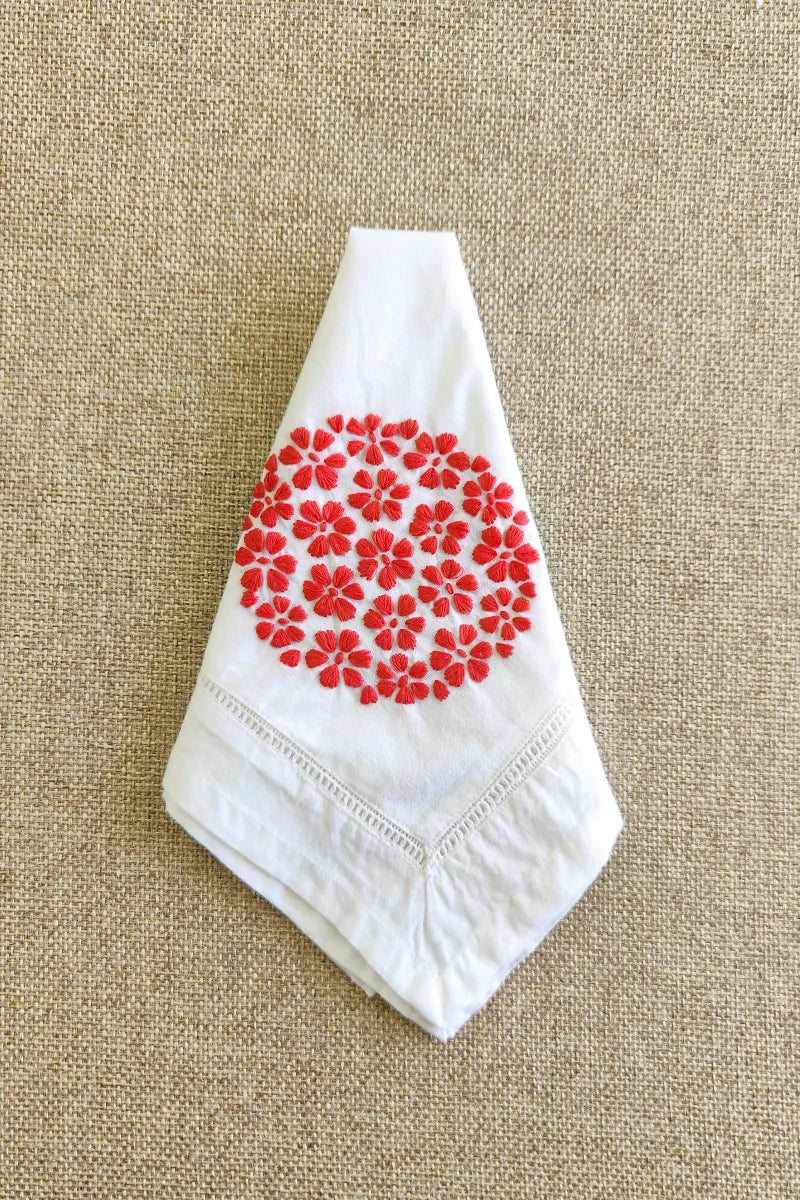 Fabnuma Handcrafted White Chikankari Cotton Face Napkins - Fabnuma