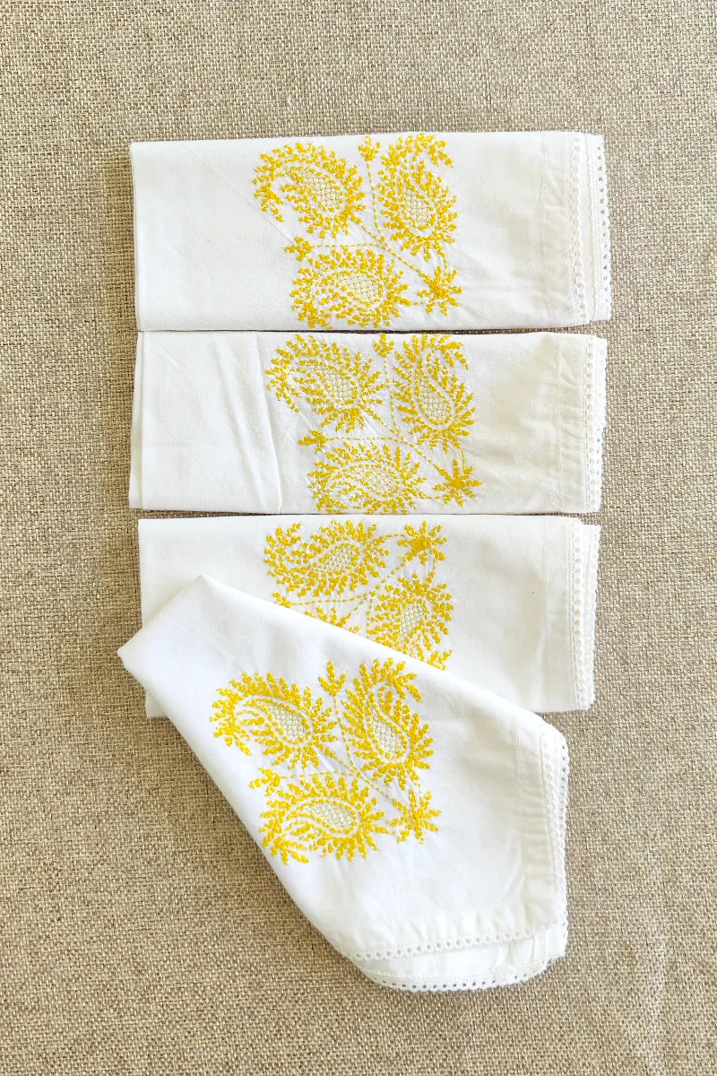 Fabnuma Handcrafted White Chikankari Cotton Face Napkins - Fabnuma