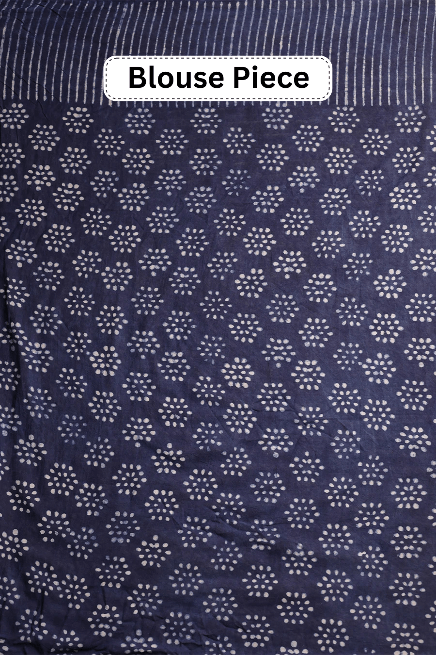 Ocean Muse – Indigo Blue Hand Block Printed Mulmul Cotton Saree MeMaana