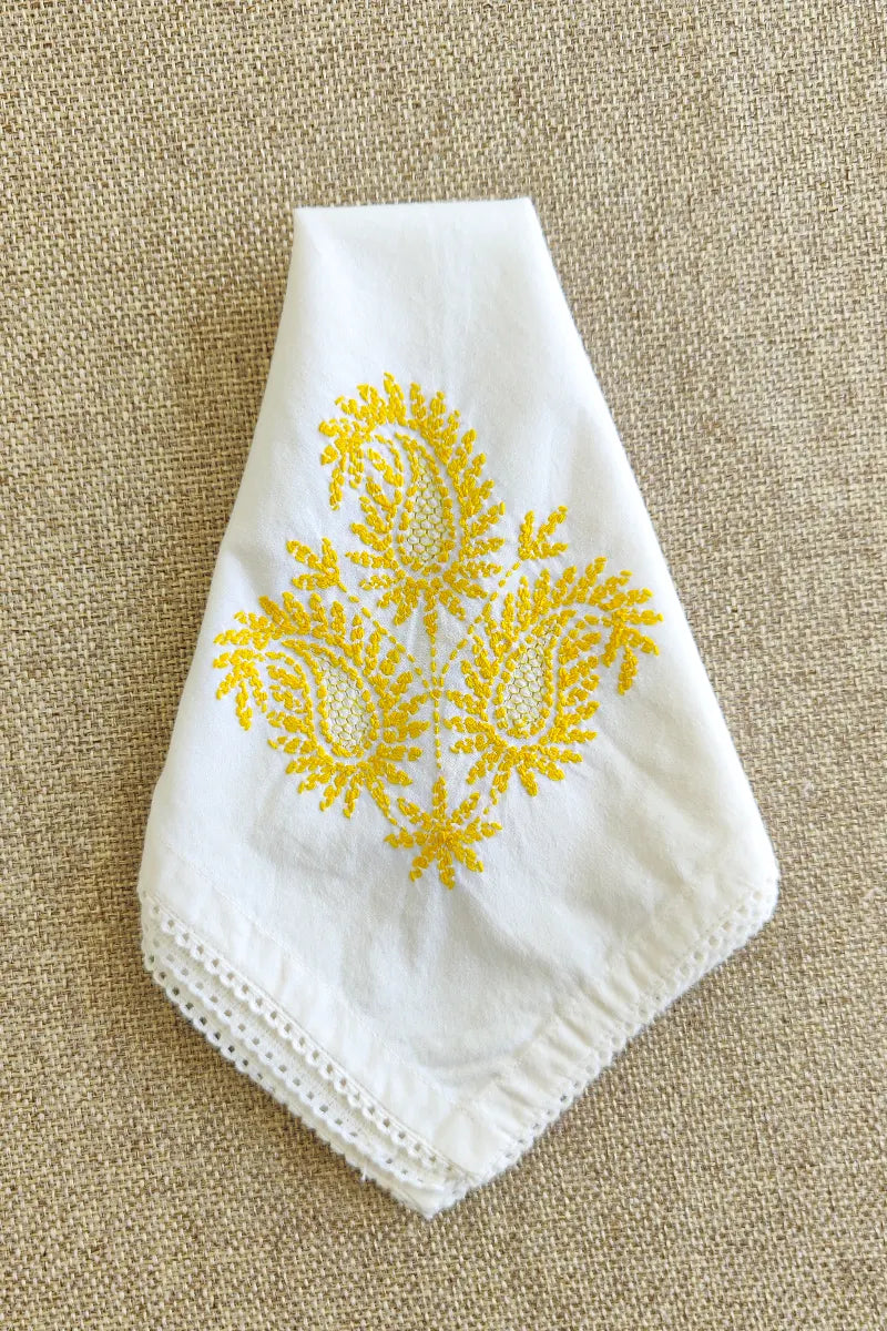 Fabnuma Handcrafted White Chikankari Cotton Face Napkins - Fabnuma
