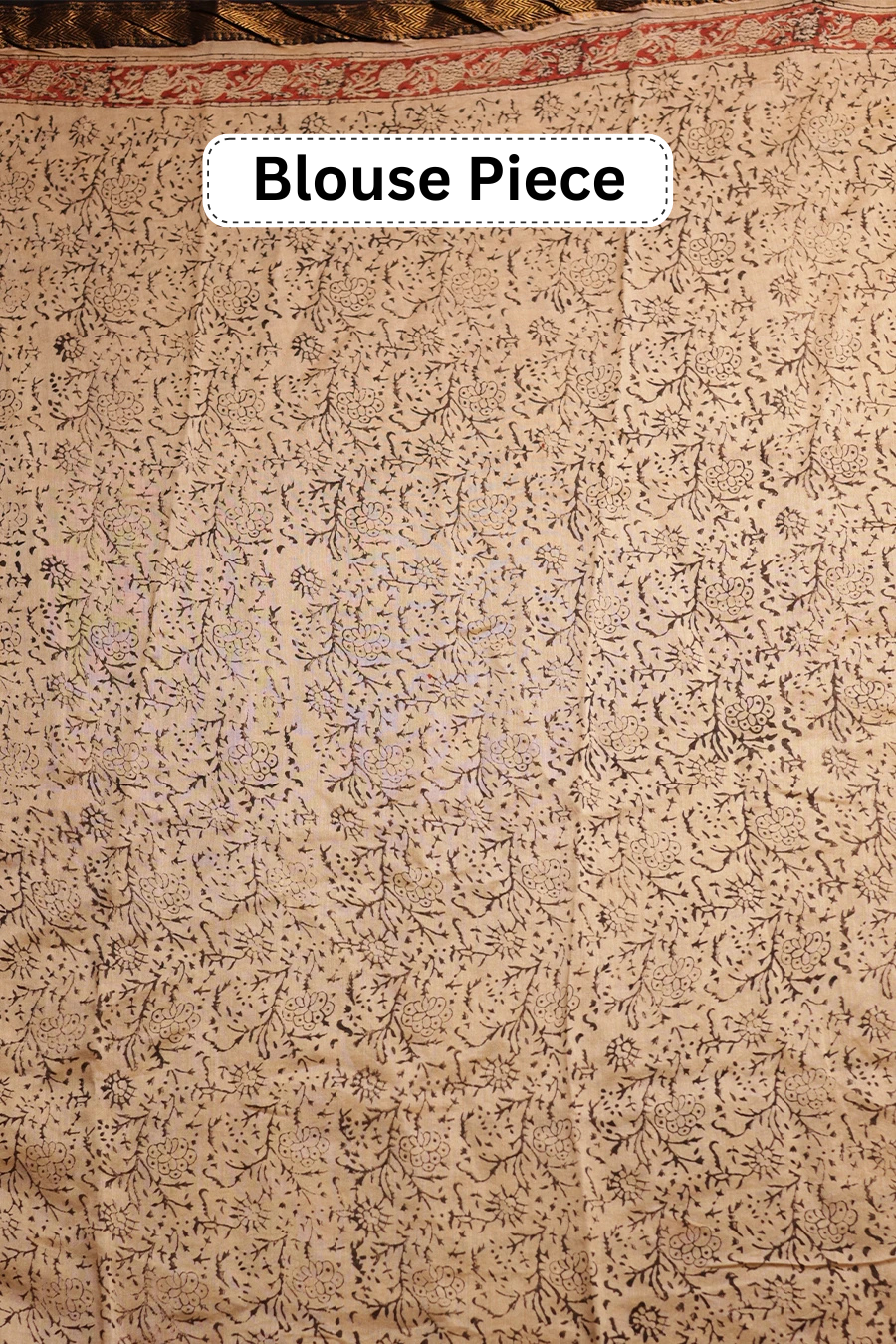 Silk Aura - Cream Hand Block Printed Maheshwari Silk Saree MeMaana