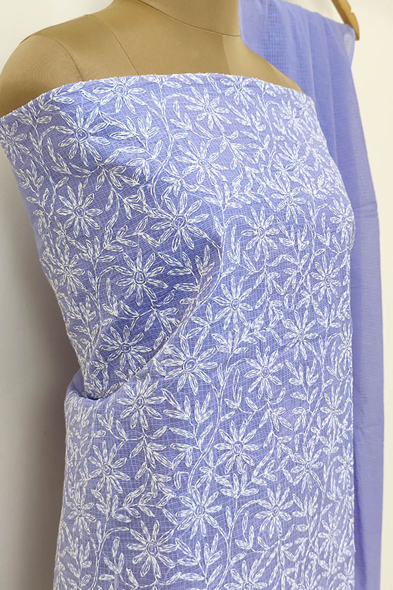 Fabnuma Handcrafted Lavender Kota Cotton Chikankari Kurta Dupatta Set - Fabnuma