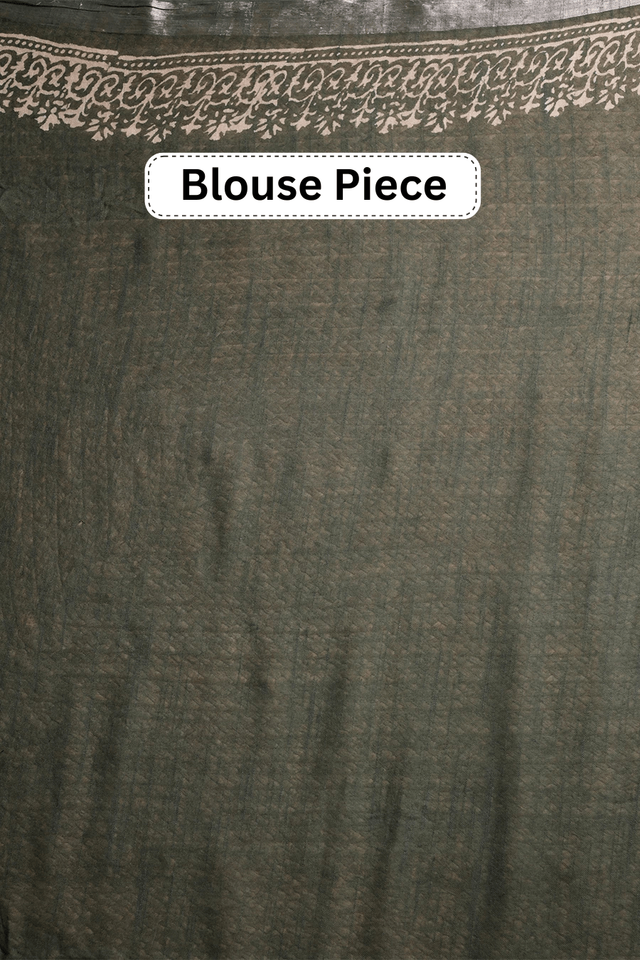 Riva Drape – Green Hand Block Printed Linen Cotton Saree MeMaana