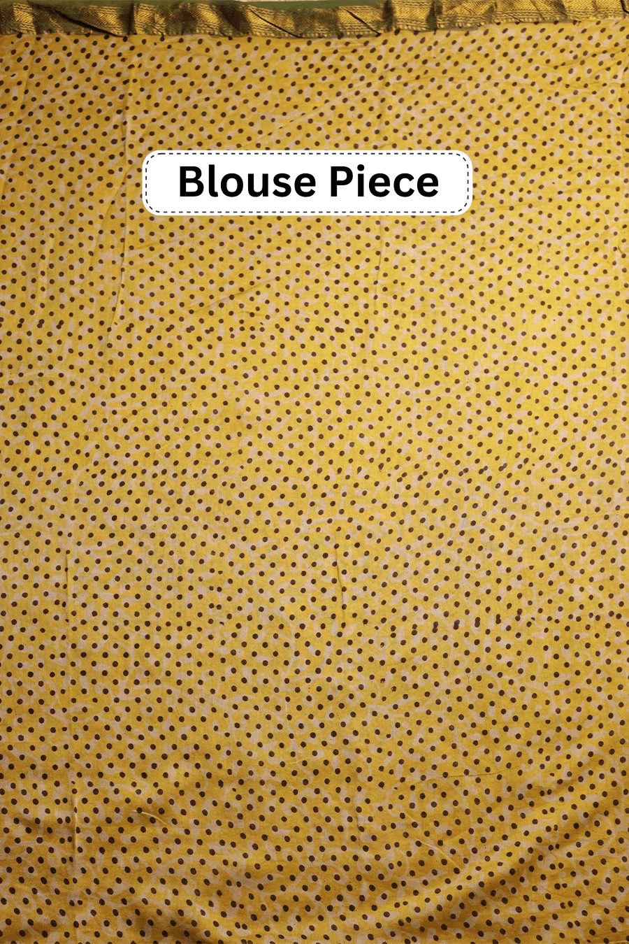 The Dot Style - Yellow Block Printed Maheshwari Silk Saree with Polka Dot Pattern MeMaana