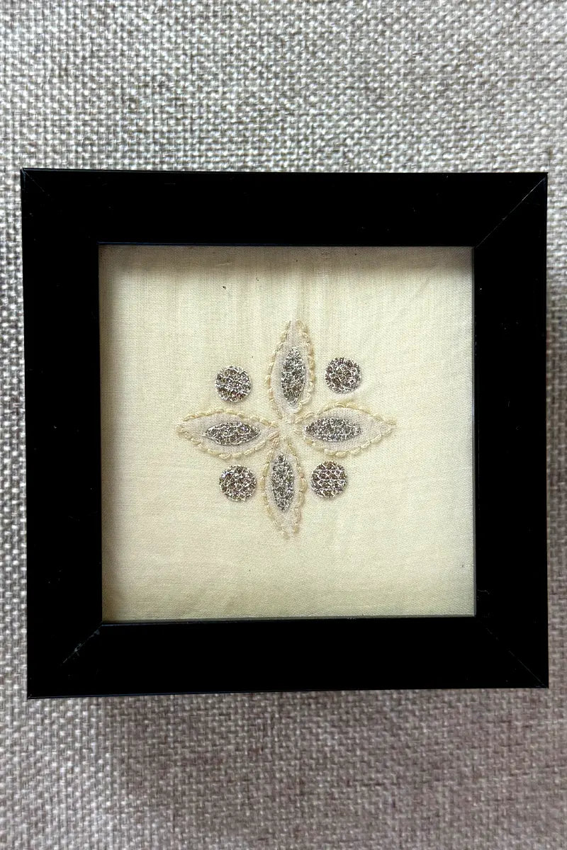 Beige Handcrafted Lucknowi Chikankari Tray & Tea Coaster Set With hand-embroidered Lucknowi Chikankari