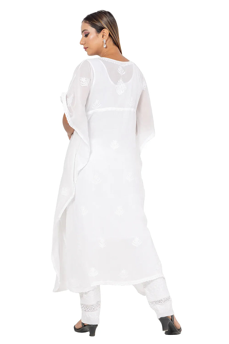 Fabnuma Handcrafted  Chikankari Georgette Kaftaan Kurti - Fabnuma