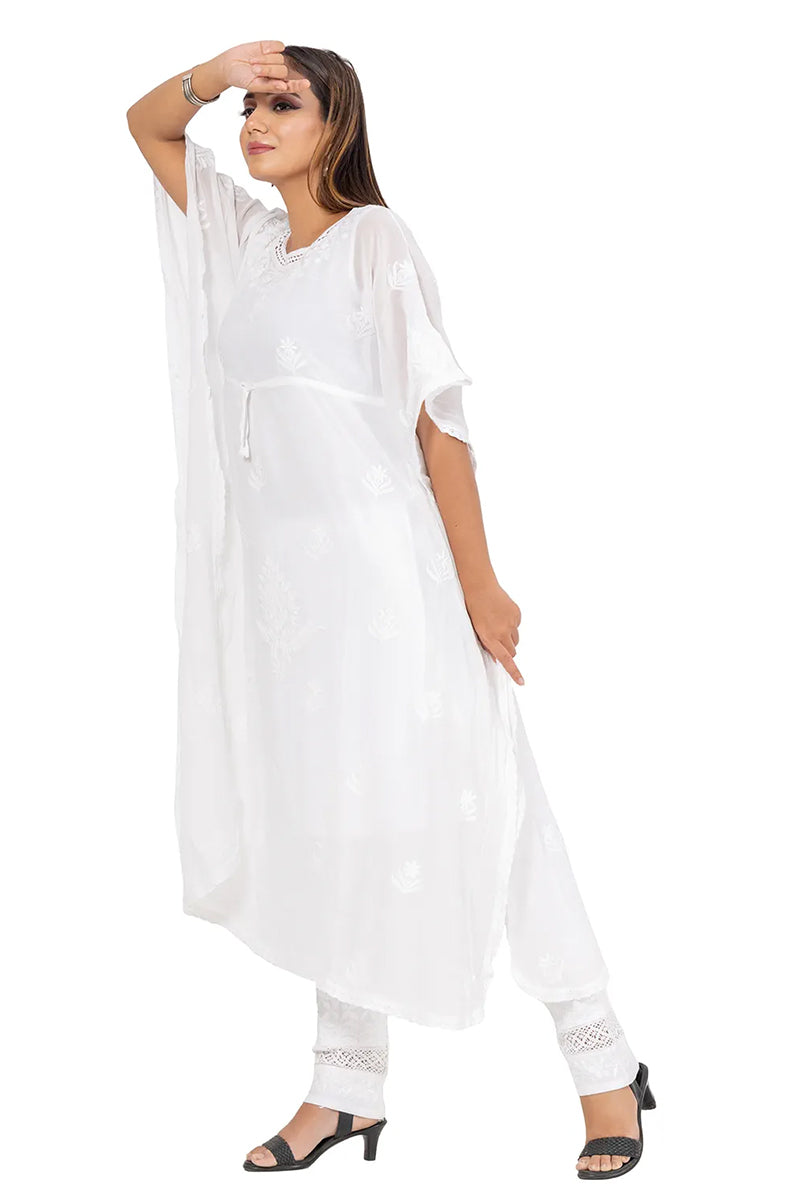 Fabnuma Handcrafted  Chikankari Georgette Kaftaan Kurti - Fabnuma