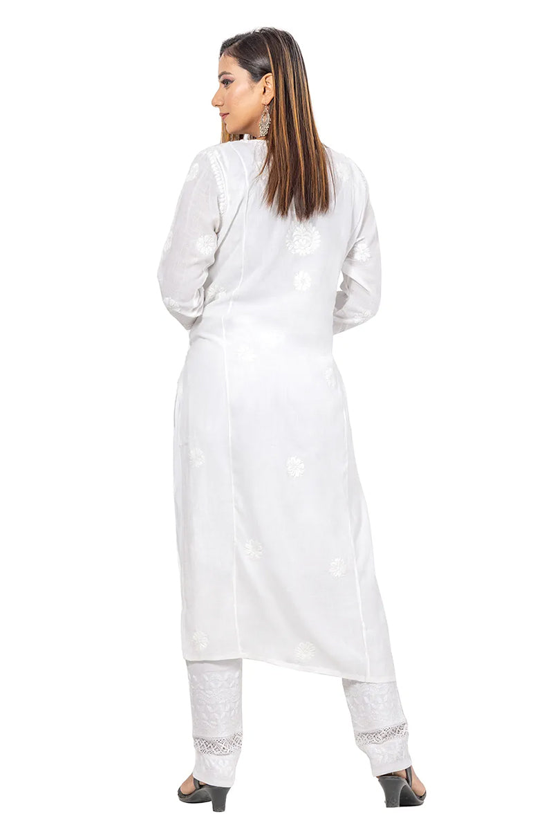Fabnuma Handcrafted  Chikankari Rayon Cotton Kurti - Fabnuma