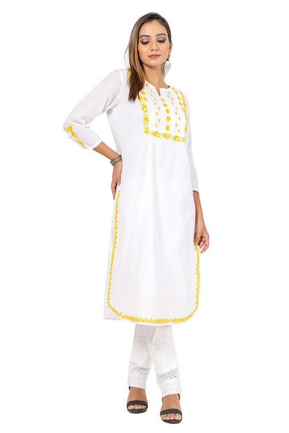 Fabnuma Handcrafted  Chikankari White Cotton Kurti - Fabnuma