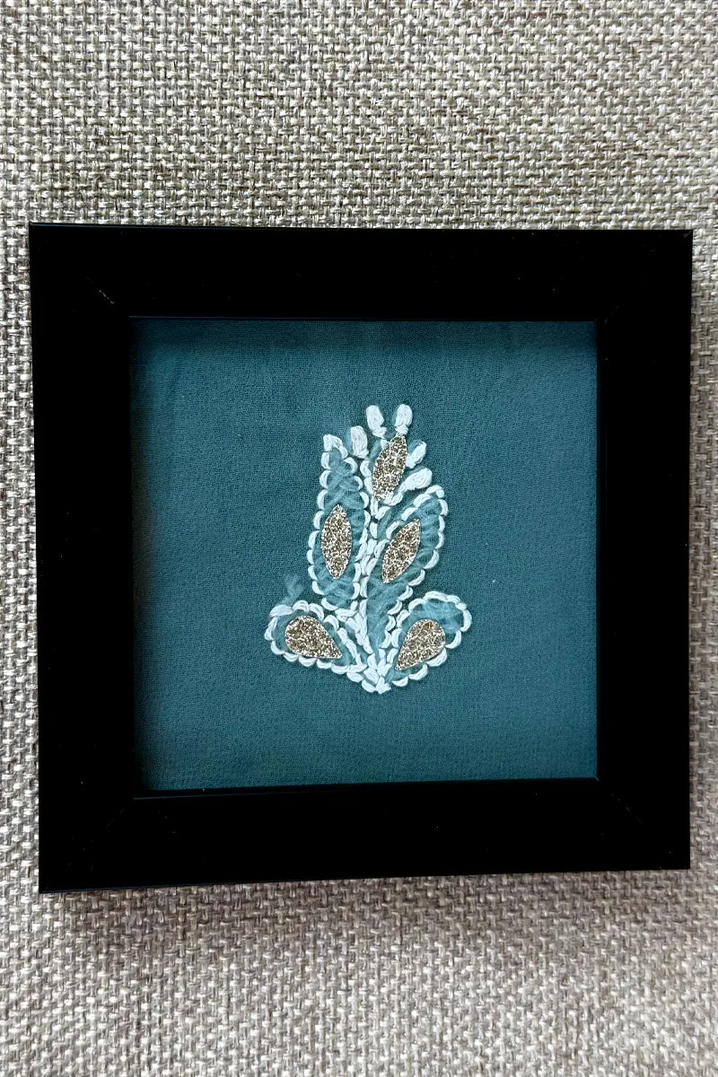 Blue Handcrafted Lucknowi Chikankari Tray & Tea Coaster Set With hand-embroidered Lucknowi Chikankari