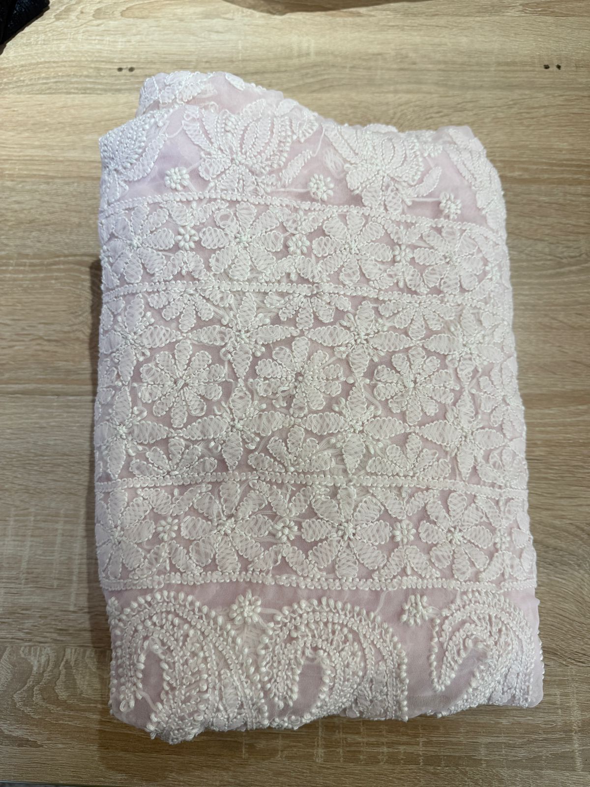 Pink Colour Georgette Chikankari Saree MeMaana