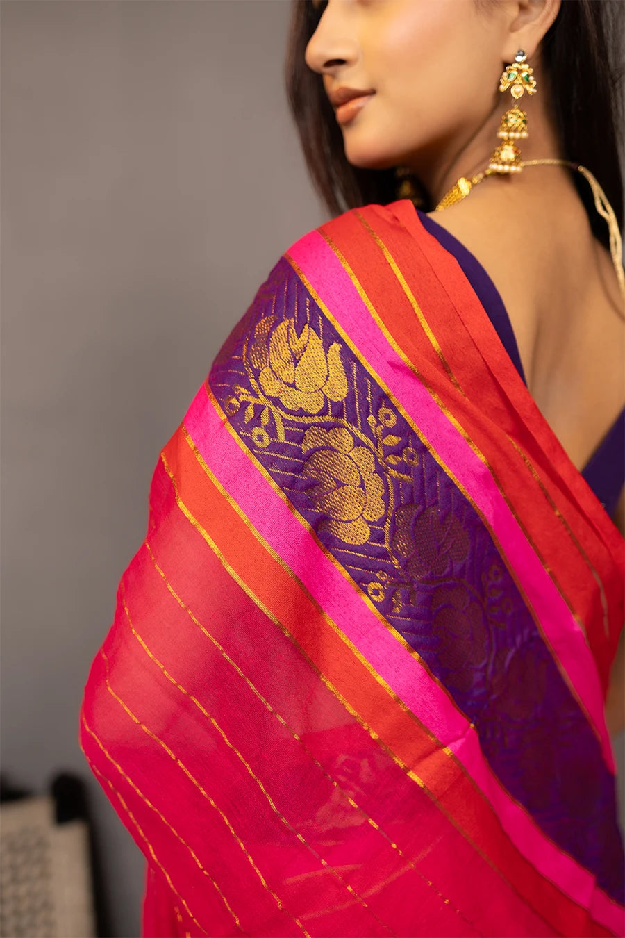 Mulmul Cotton Saree with Tassels MeMaana