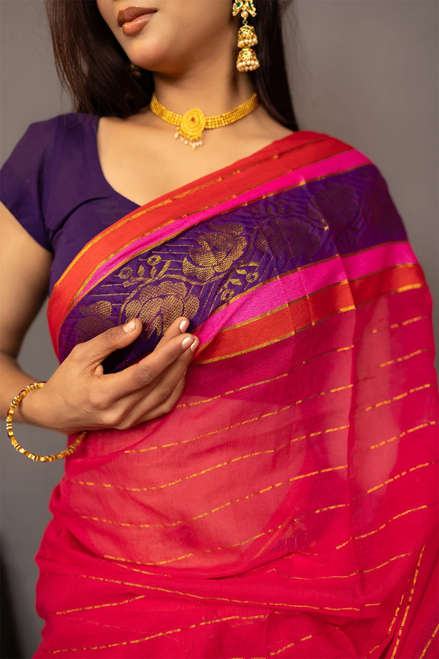 Mulmul Cotton Saree with Tassels MeMaana