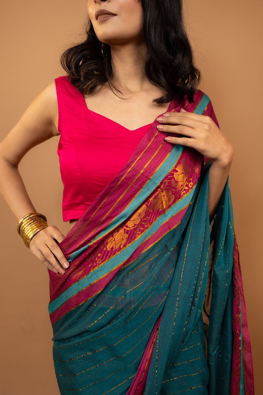 Pure mulmul cotton saree with tassels