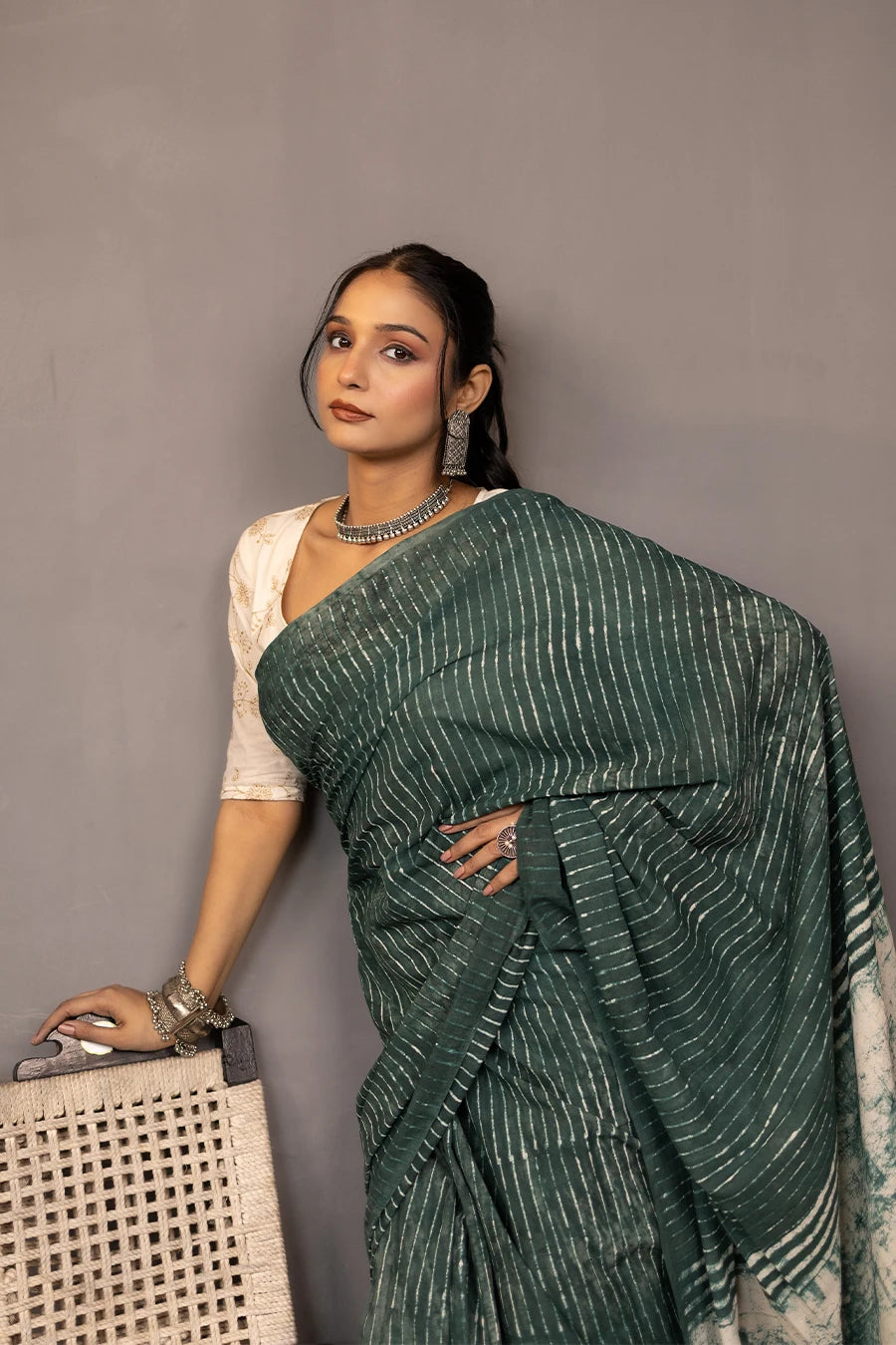 Hand Block Printed Mulmul Cotton Saree MeMaana